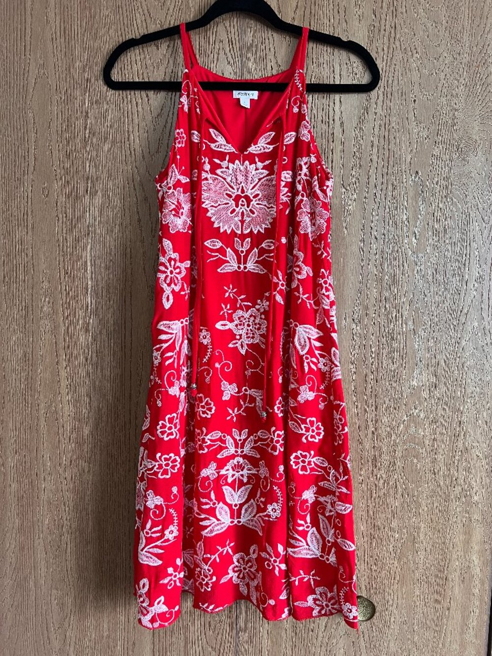 Westport Red Embroidered Floral Swing Dress